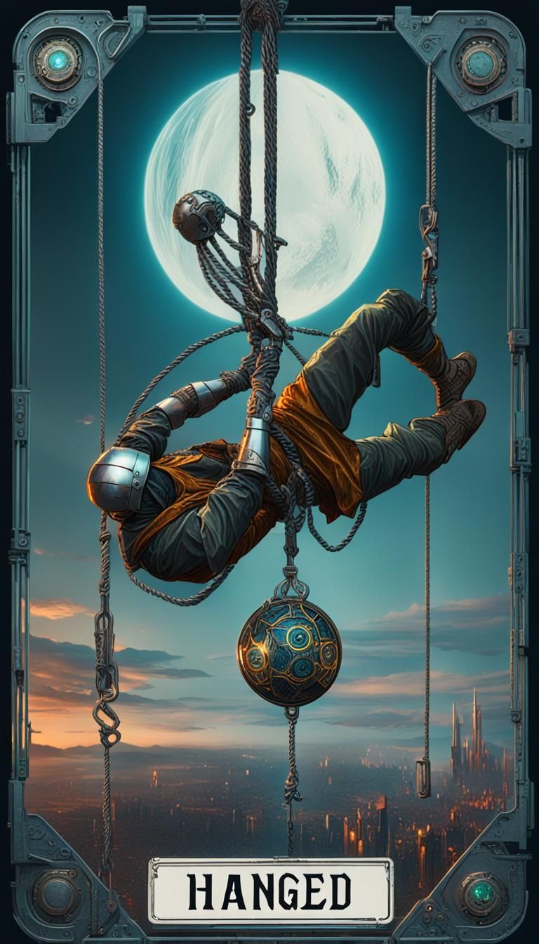 Cyberpunk Tarot: The Hanged Man in 3D