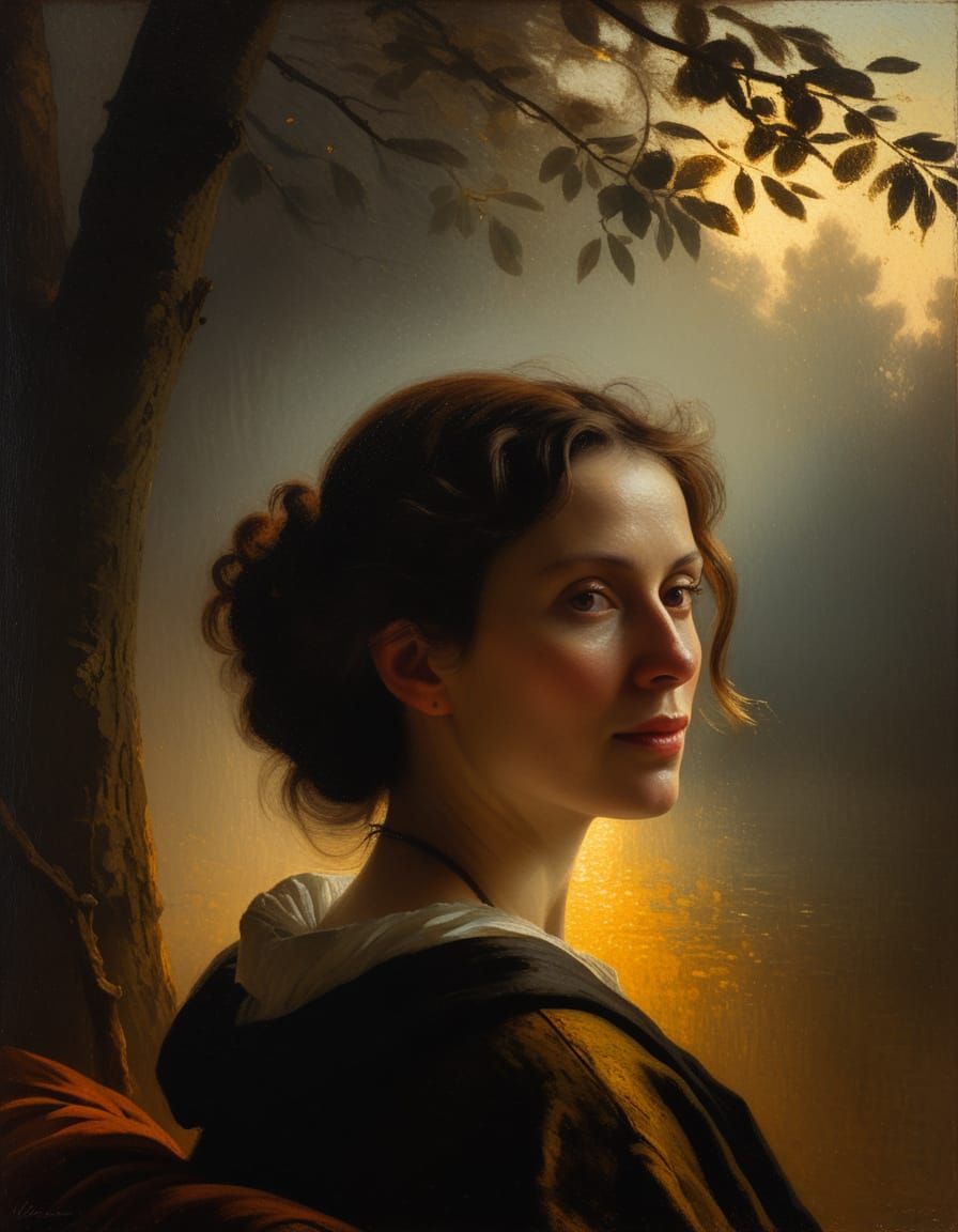 Renaissance-Inspired Portrait of a Woman in Soft Focus