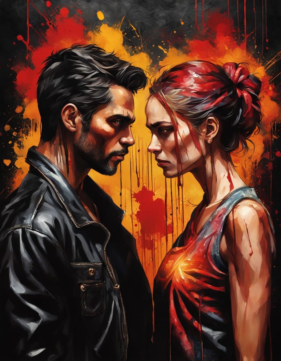 Intense, Passionate Book Cover in Dark, Street Art Style