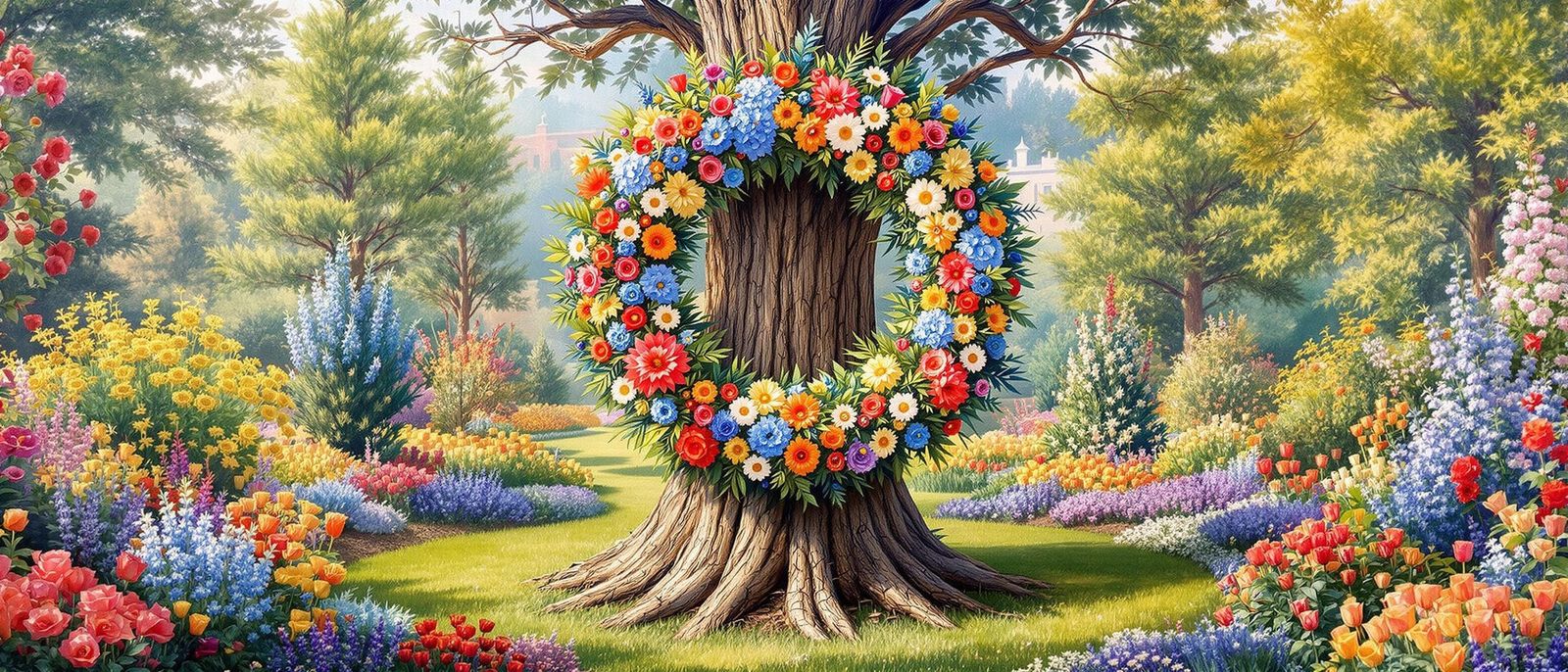 Vibrant Floral Masterpiece in Gouache Style