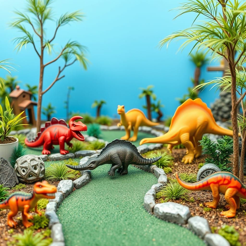 Mini Crazy Golf Theme Park with Dinosaur Obstacles