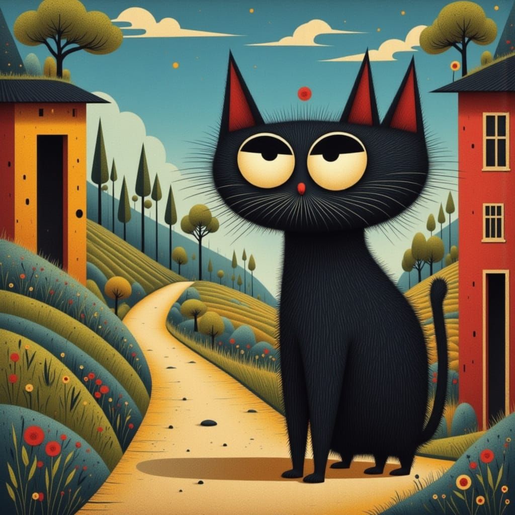 Whimsical Cat Portrait in Pop Art Style