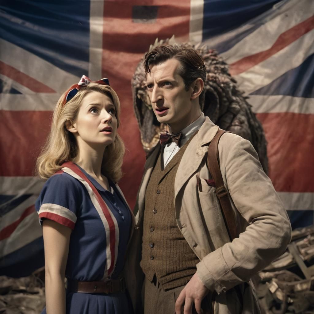 Doctor Who and Rose in Blitz London
