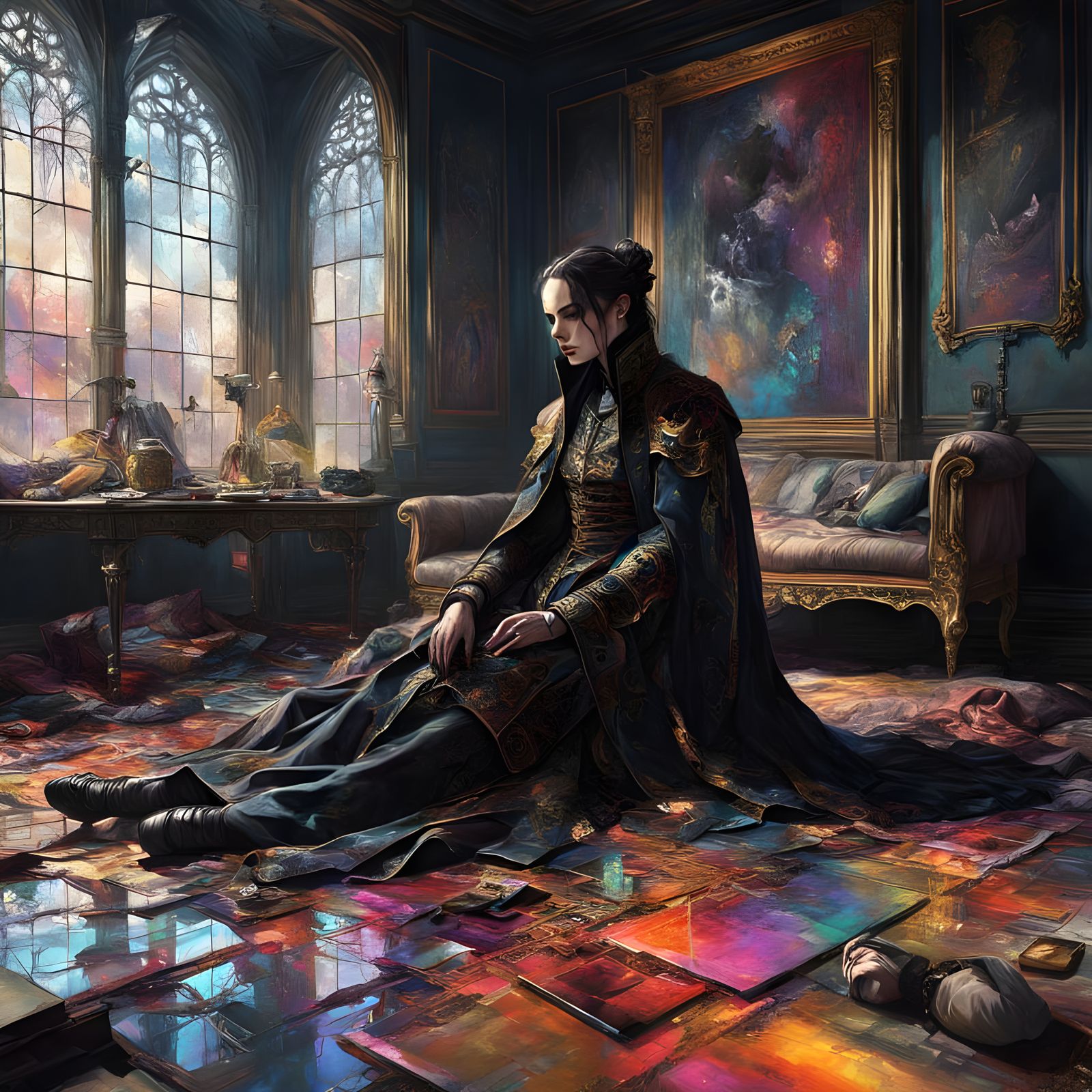 Ethereal Gothic Dreamscape with Warm, Contrasting Colors