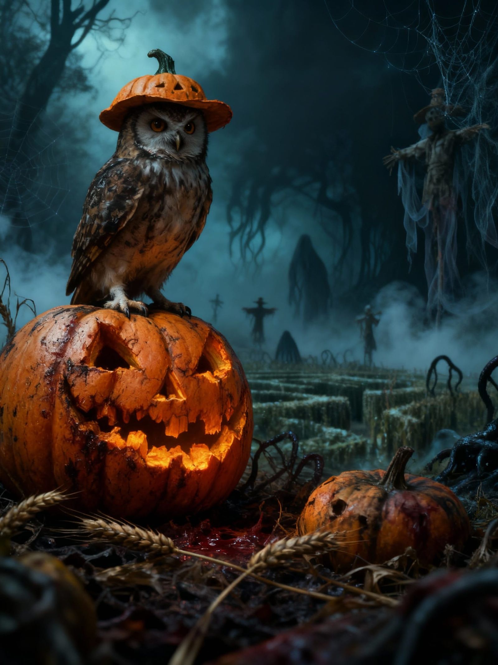 Nightmare Harvest Festival with Ghostly Scarecrows