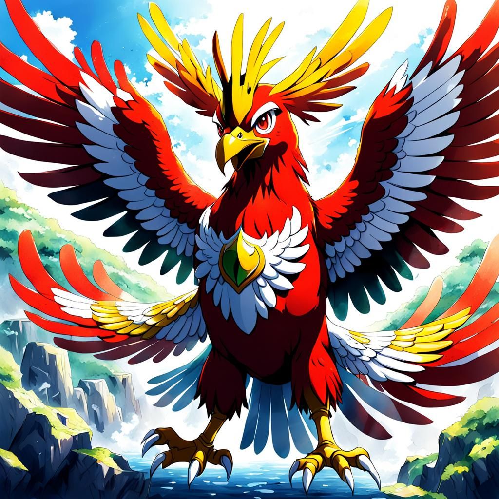 Ho-Oh in Anime Key Visual Style
