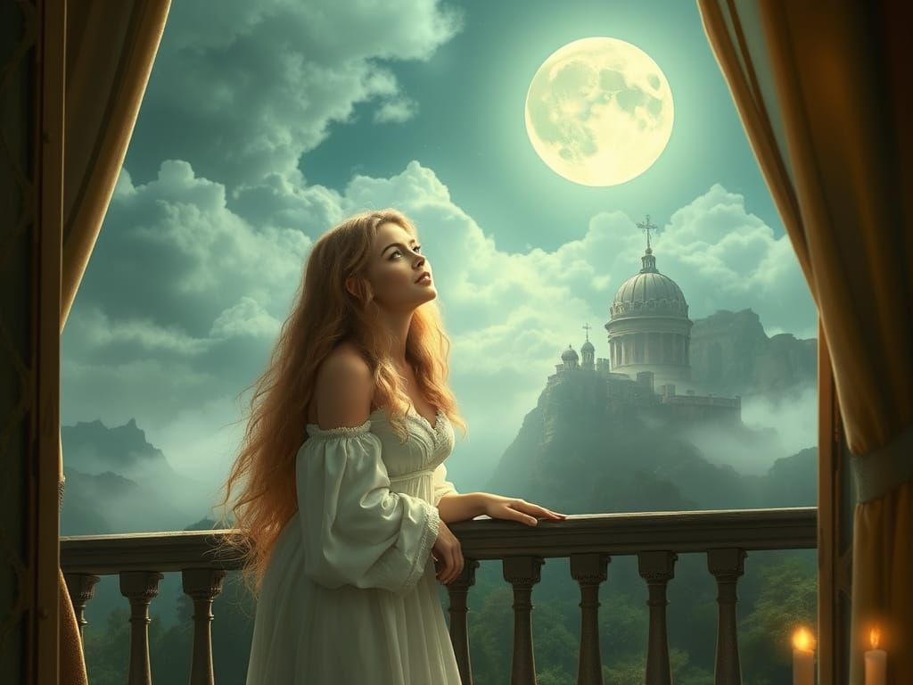 Ethereal Moonlit Roman Goddess in Dreamy Fantasy Style