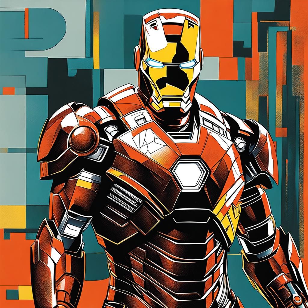 Abstract Iron Man Portrait in Complementary Colors
