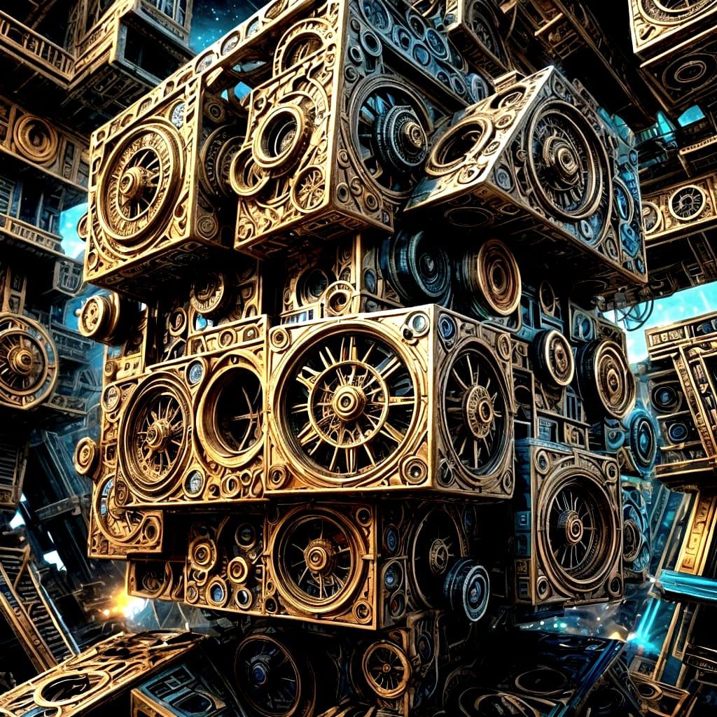 Surreal Time Cube with Ancient and Future Eras