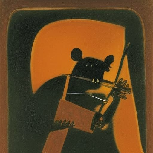 Courageous Mouse with Sword, in Mixed Styles