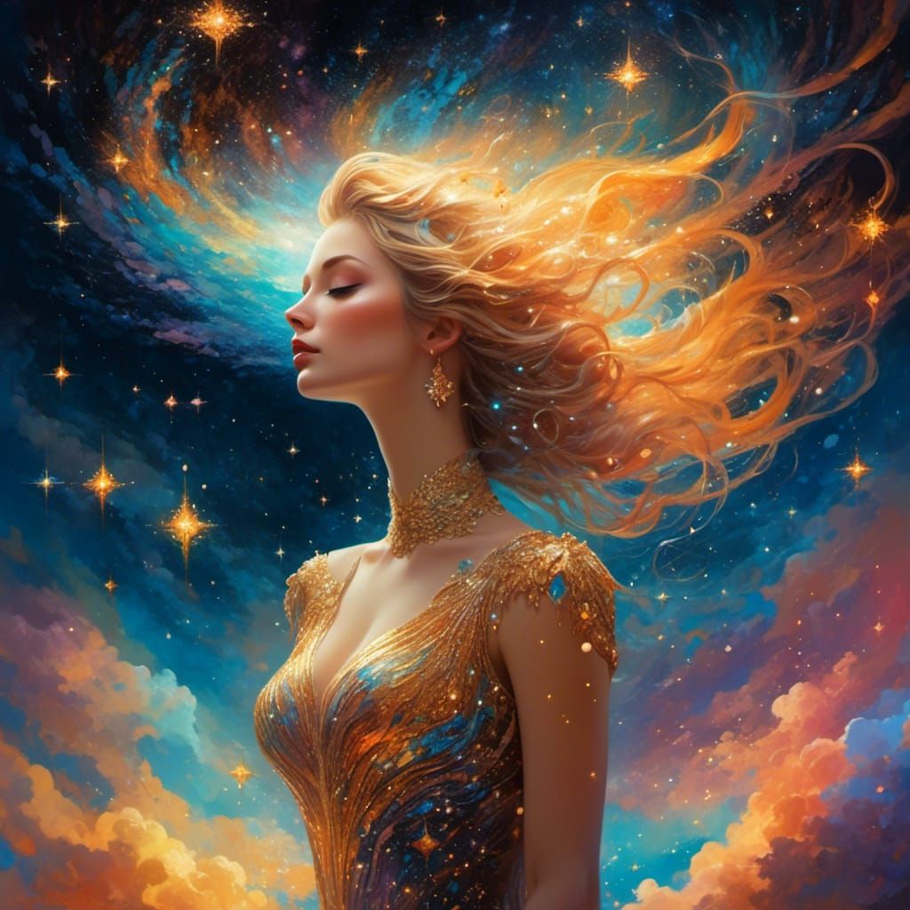 Cosmic Star Hair in Dreamy Surreal Style