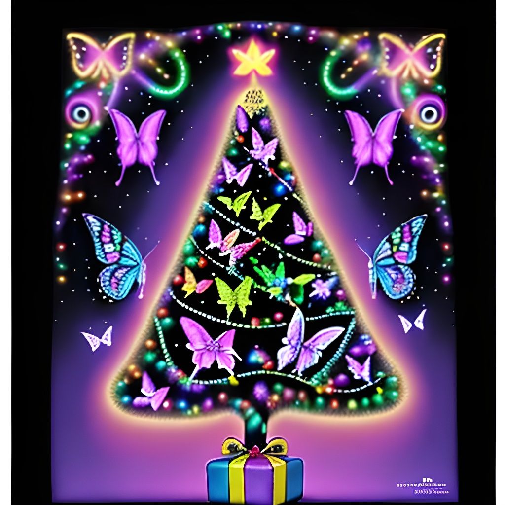 Psychedelic Christmas Tree Blacklight Poster by Peter Max