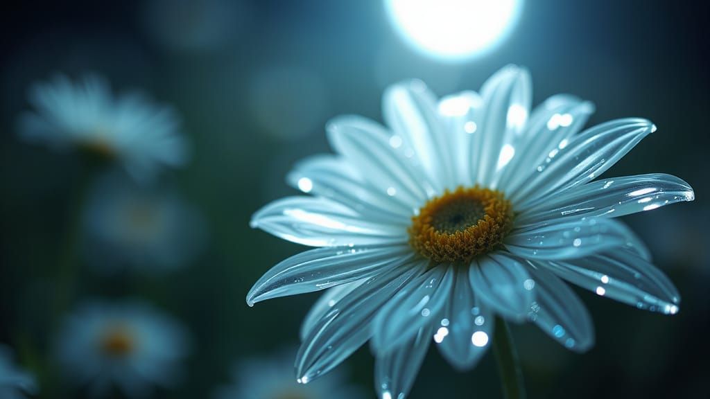 Glass Daisy in Ethereal Moonlight Macro Photo