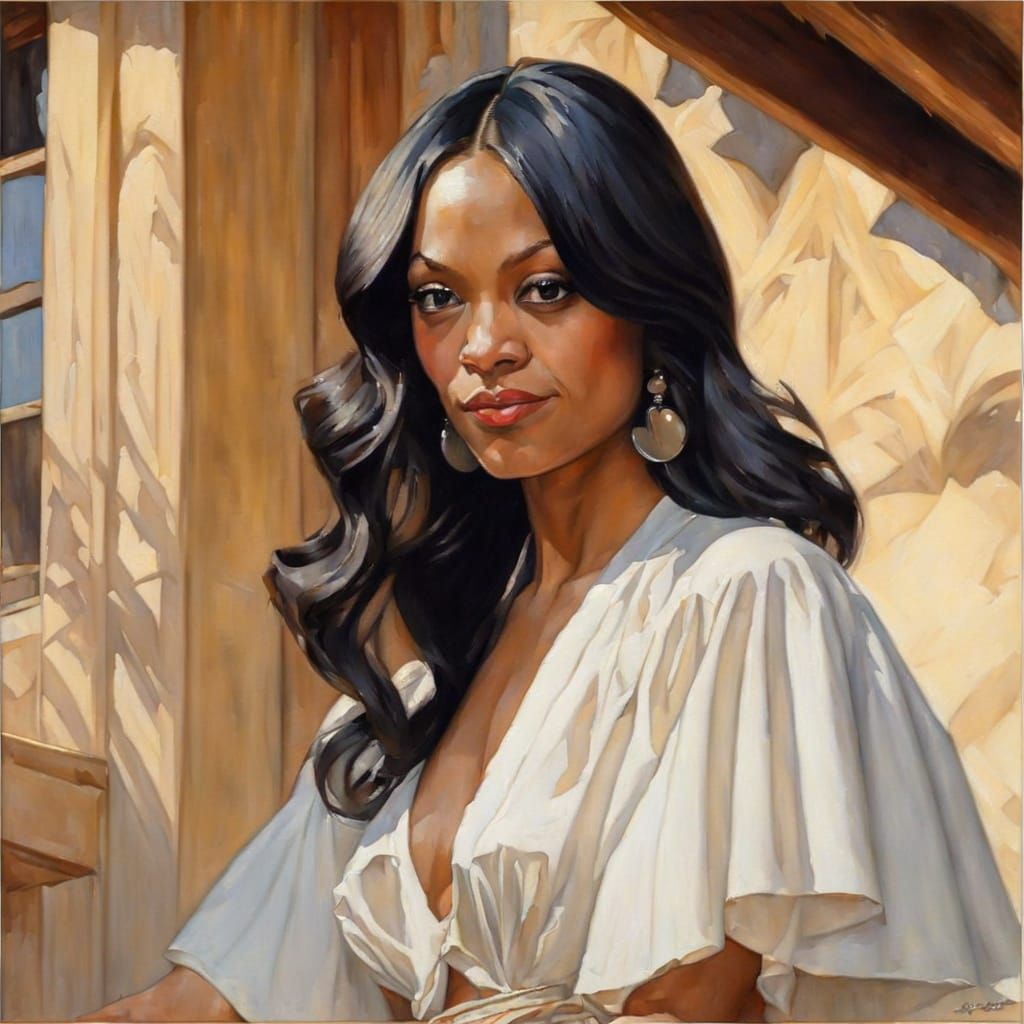 Zoe Saldana in Impressionistic Oil Painting