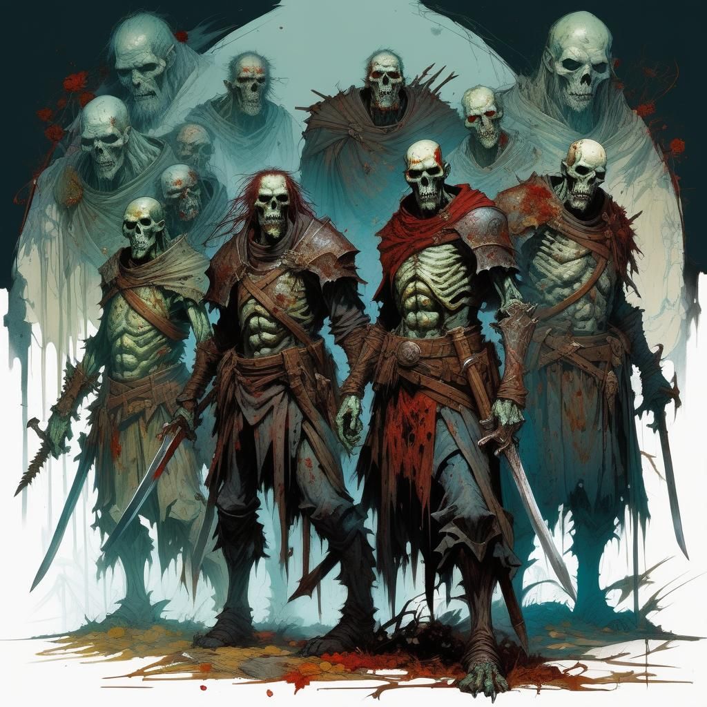Undead Zombie Warriors in Gothic Art Style