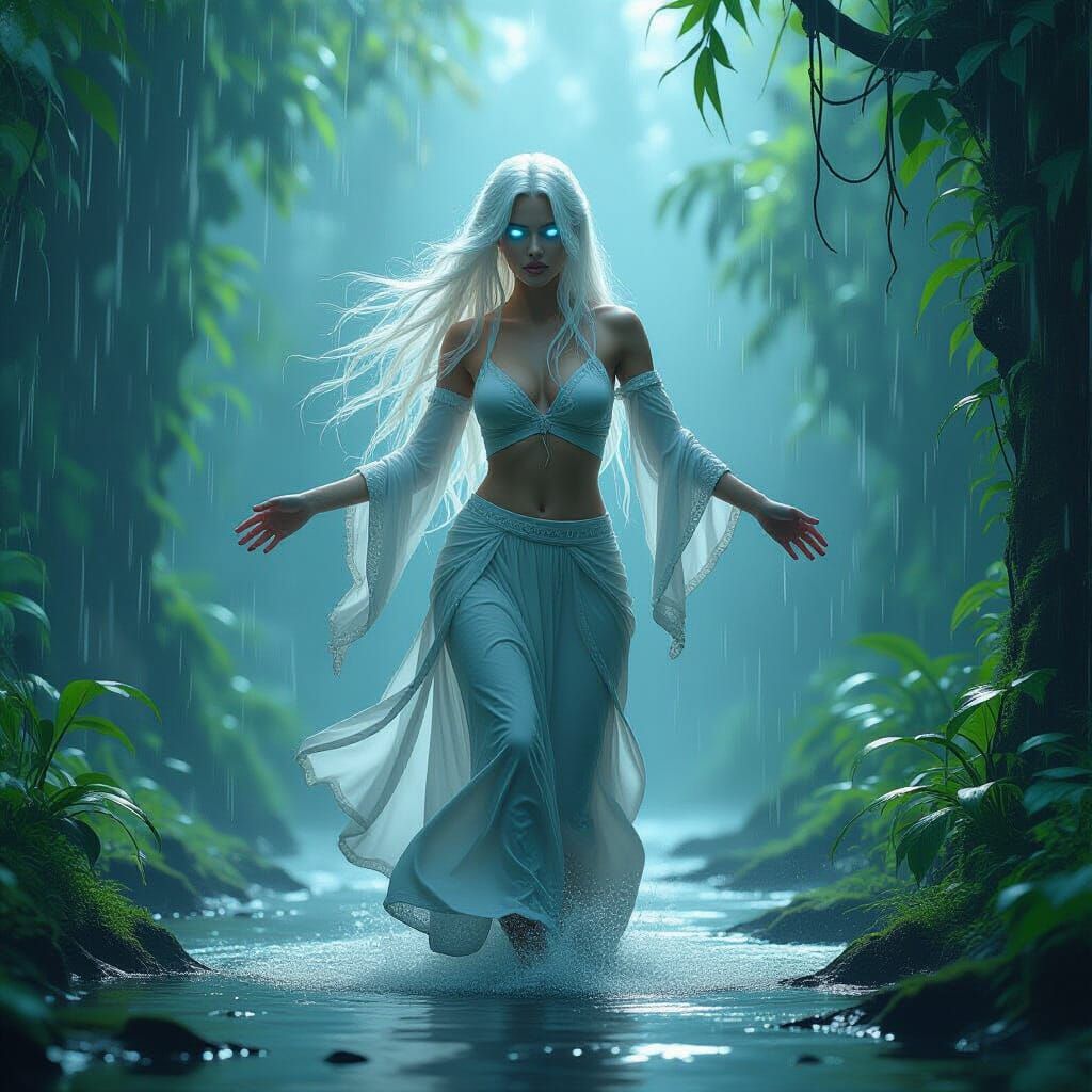 Ethereal Goddess Dancing in the Rain