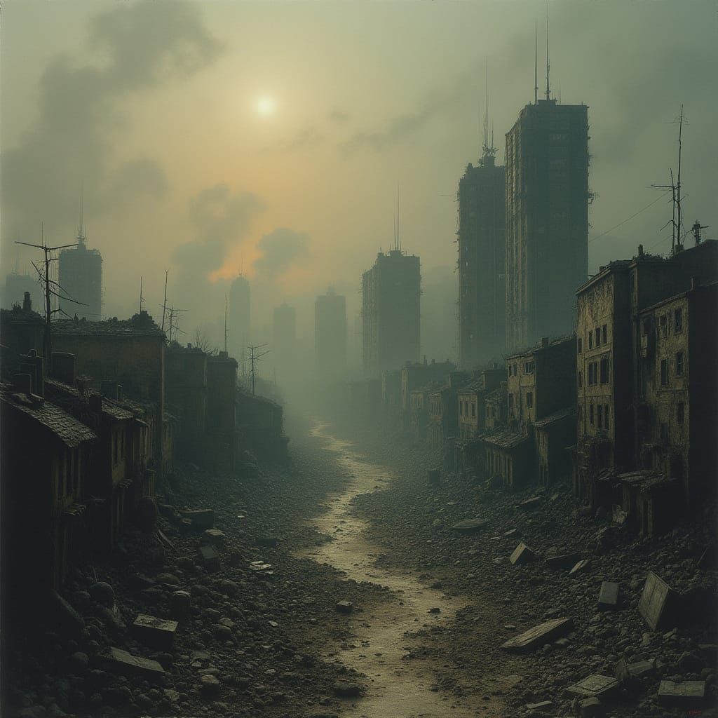 War-Torn Cityscape in Apocalyptic Style