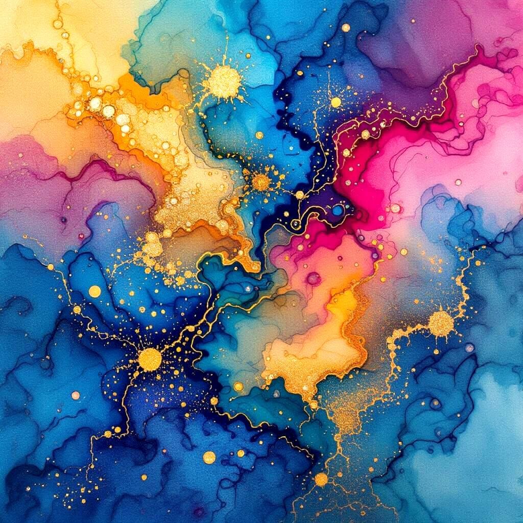 Vibrant Abstract Art Created with Alcohol Inks