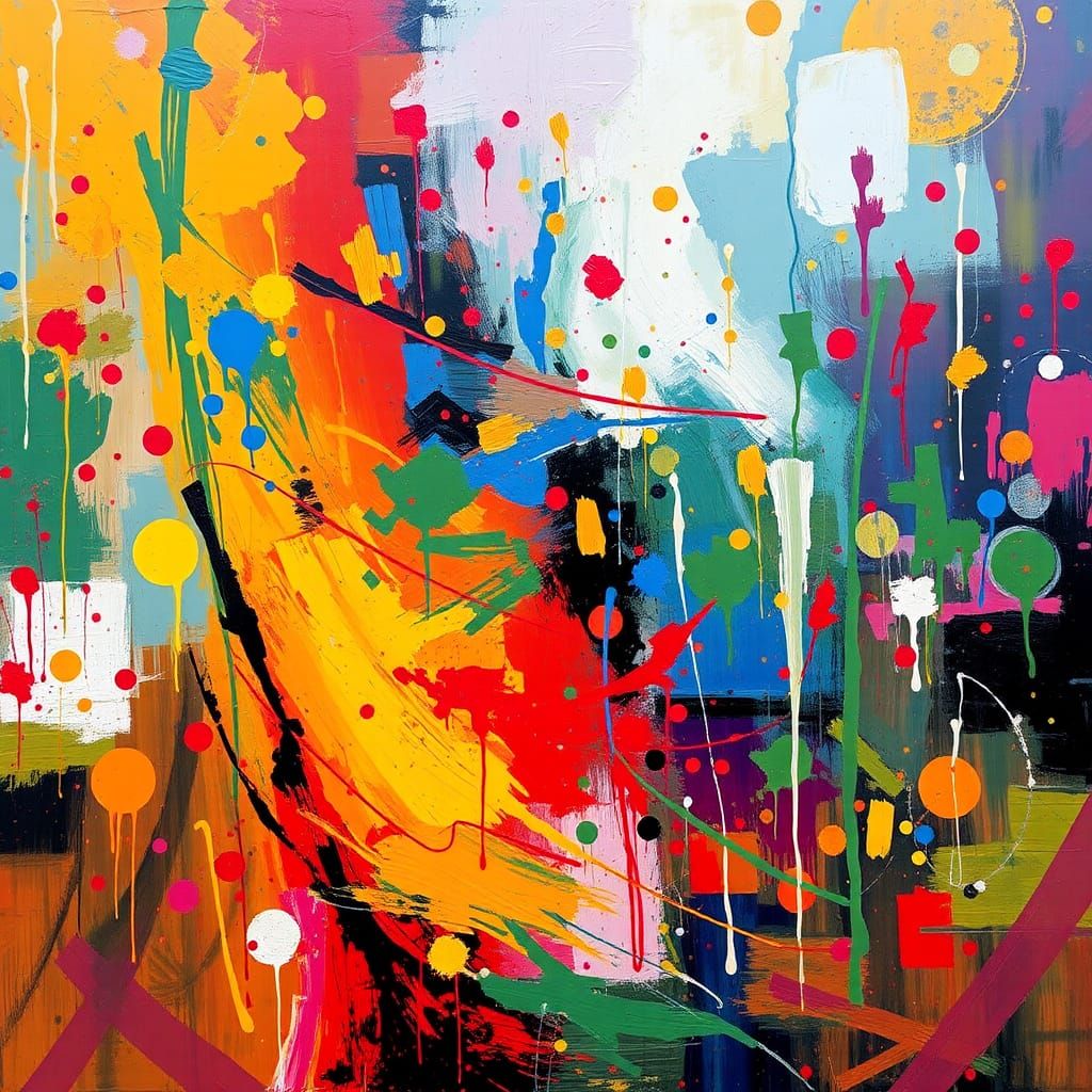 Abstract Expressionist Swirl of Colors and Textures