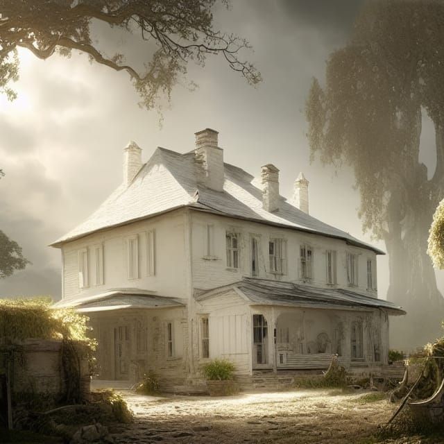 Farmhouse Interior in White Room: Digital Matte Painting