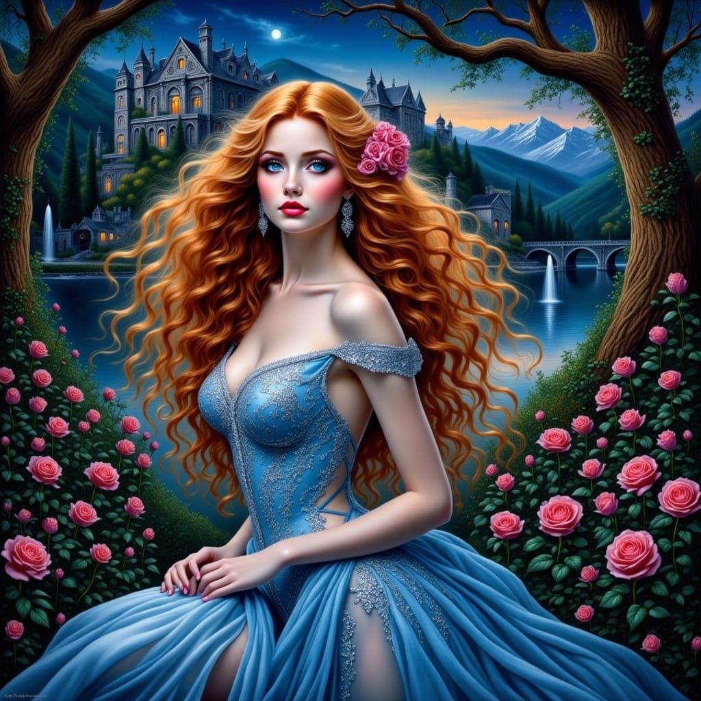 Beautiful Young Woman in Elegant Rococo Style