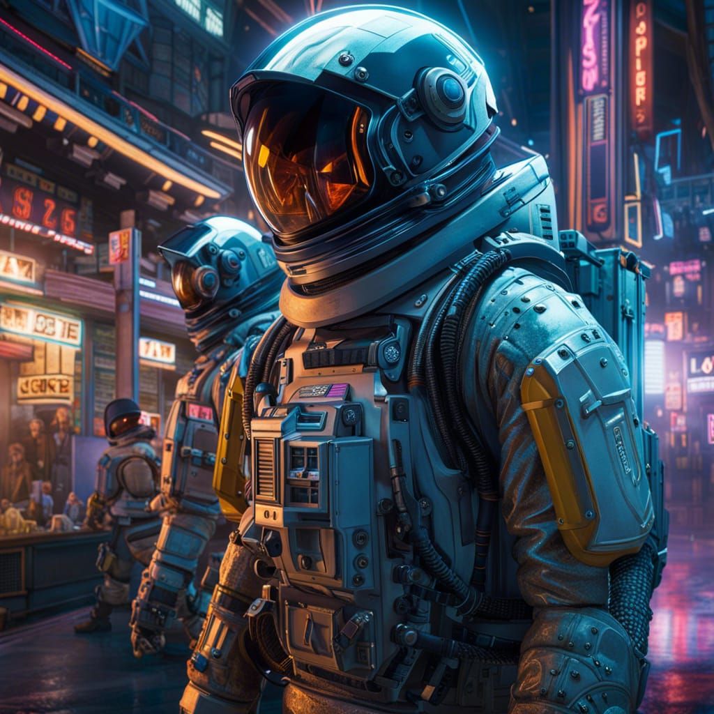 Dragon Astronaut in Space: Digital Watercolor Illustration