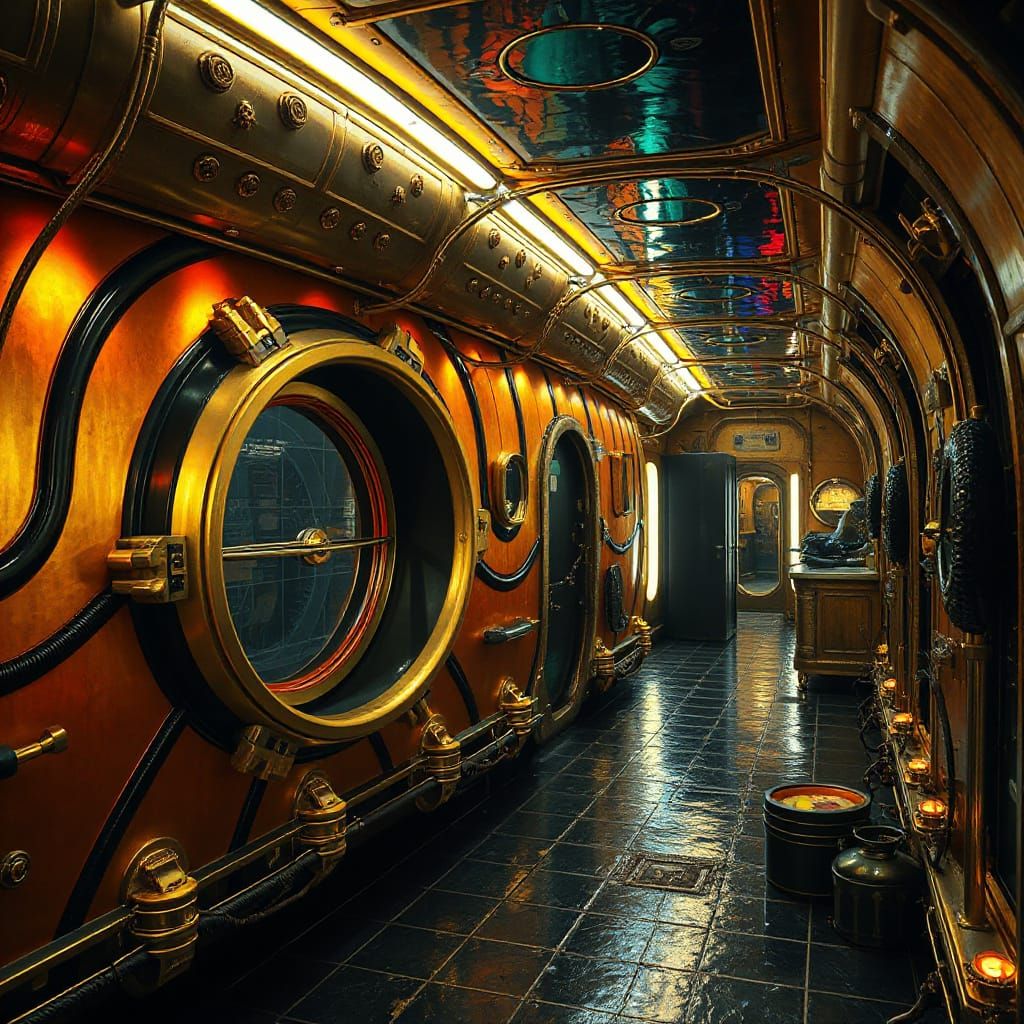 H.G. Wells Nautilus Submarine in Surreal Photorealistic Styl...
