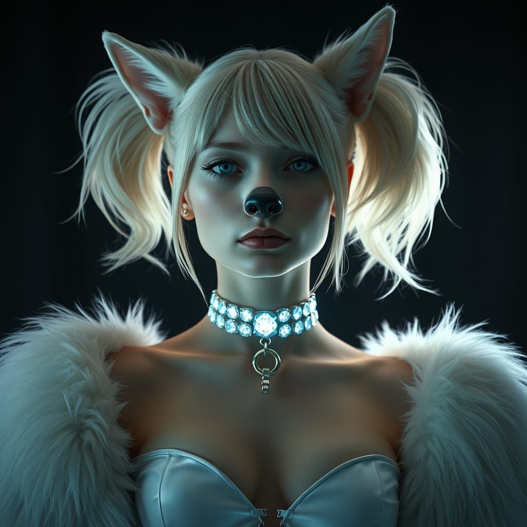 Enigmatic Blonde Goddess in Futuristic Noir