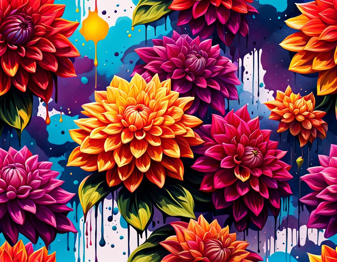 fancy dahlia bright colors