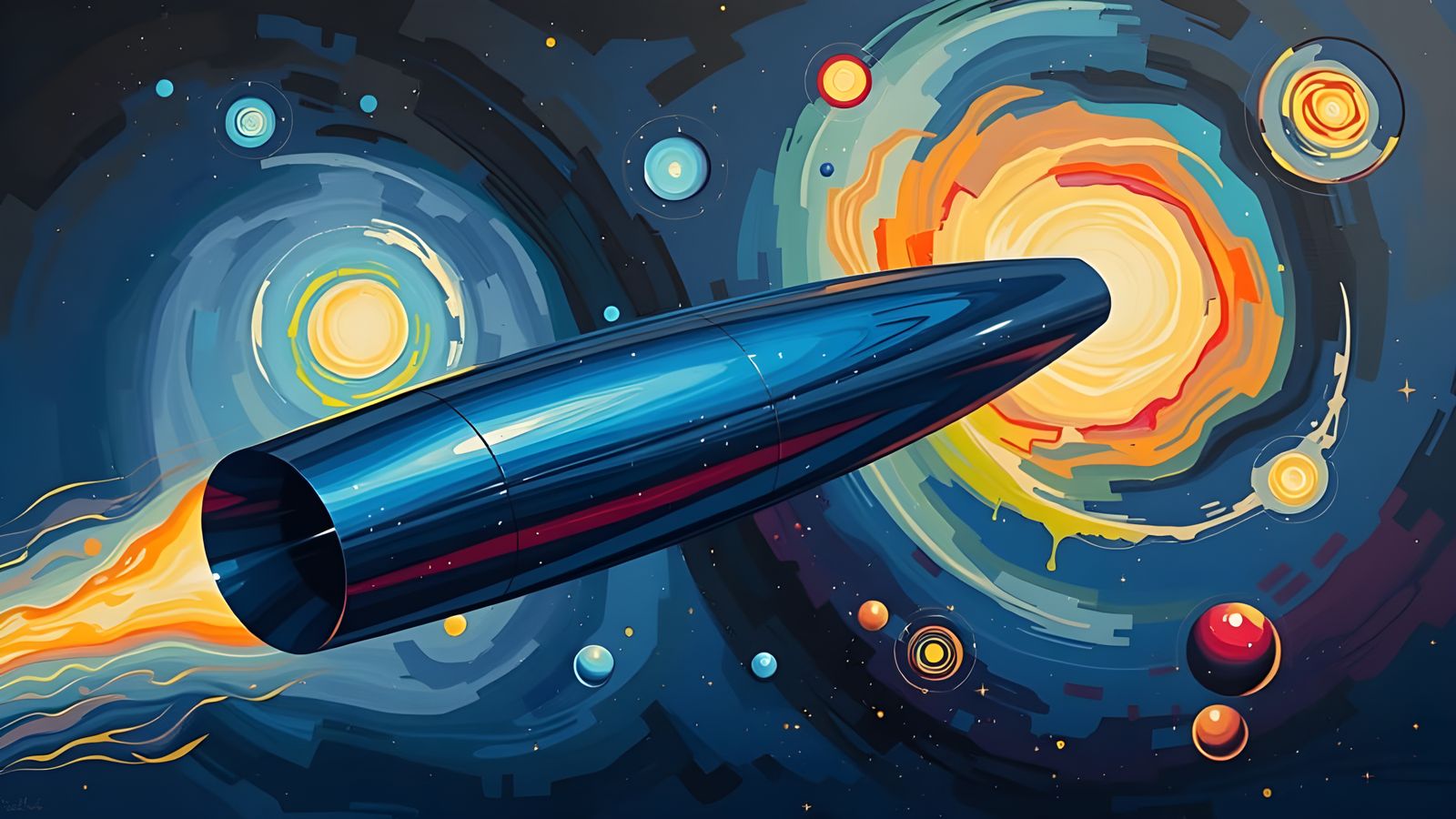 High-Velocity Cylinder Soaring Through a Surreal Cosmos