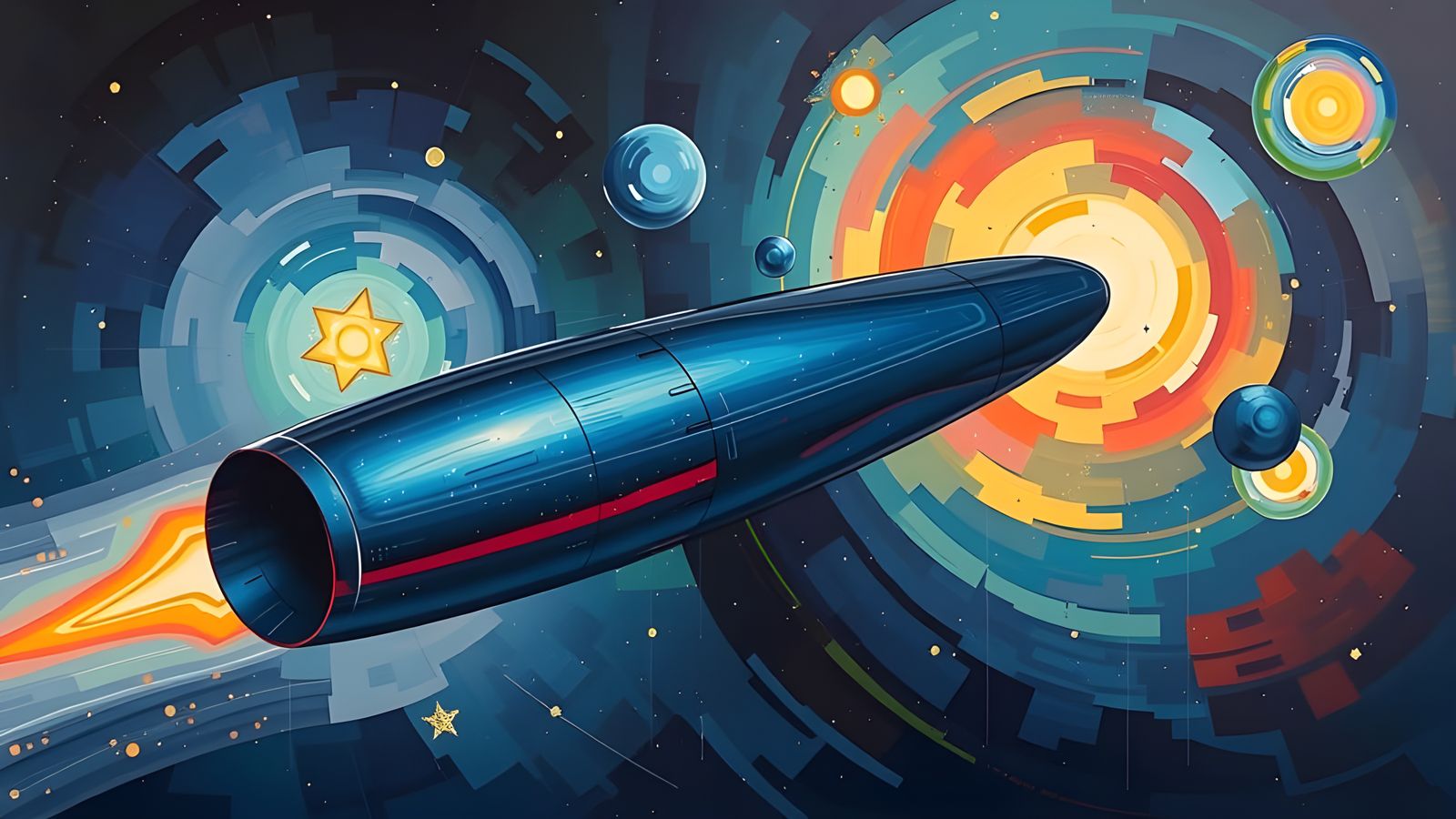 High-Velocity Cylinder in a Surreal Impasto Cosmos