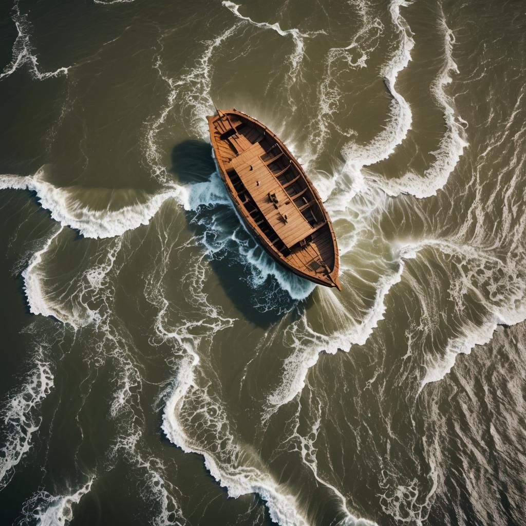 Biblical Flood Scene: Noah's Ark in Peril