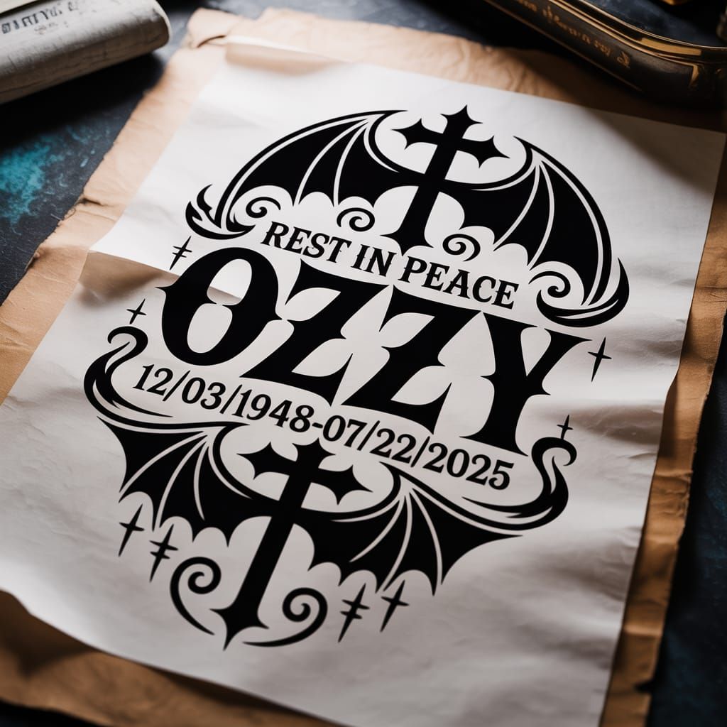 Gothic Tattoo Stencil: Rest in Peace Ozzy