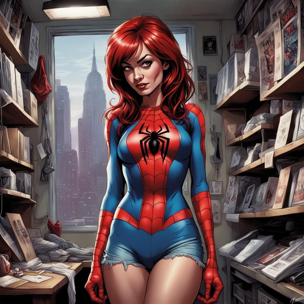 Risque Punk Rock Mary Jane Watson Comic Art