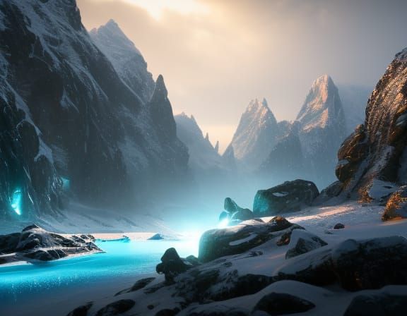 Slippery Ice Land 8k resolution concept art by Greg Rutkowski dynamic lighting hyperdetailed intricately detailed Splash...