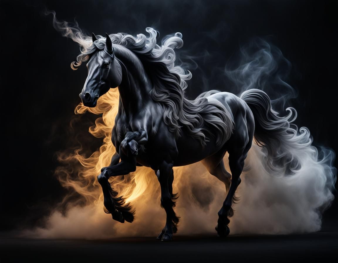 Smokey Pegasus Creature in Dramatic Lighting