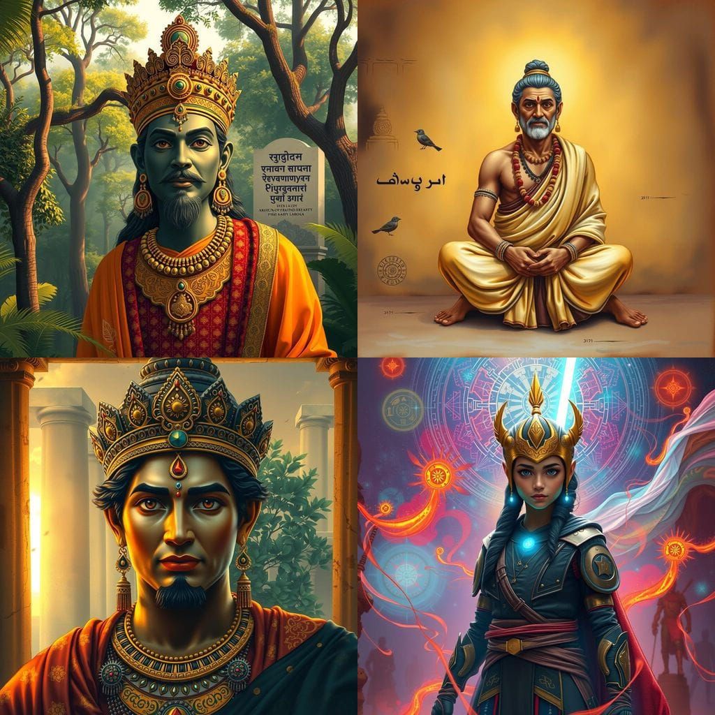 Ancient Indian Emperor Ashoka in Regal Splendor