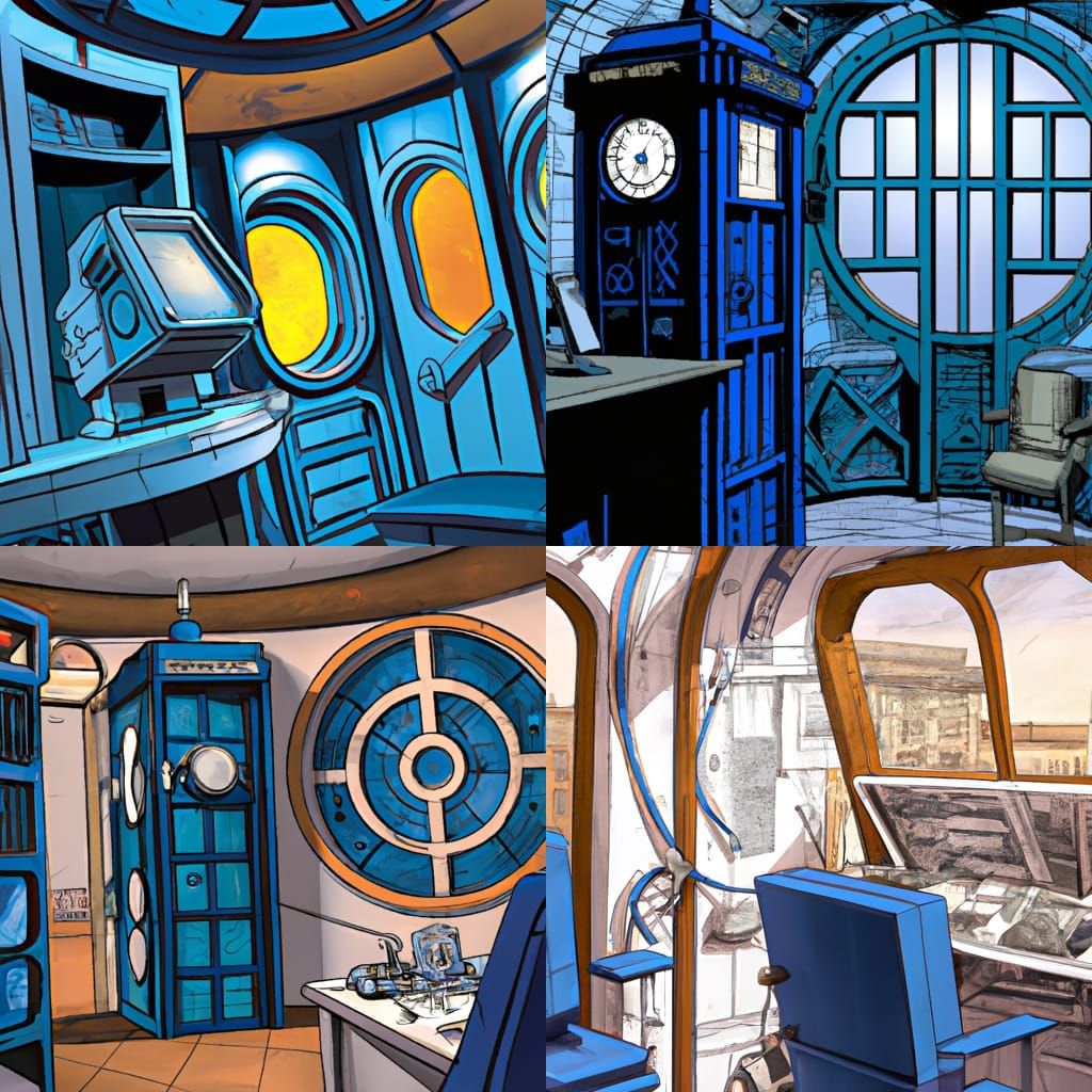 TARDIS Console Room in Comic Book Style