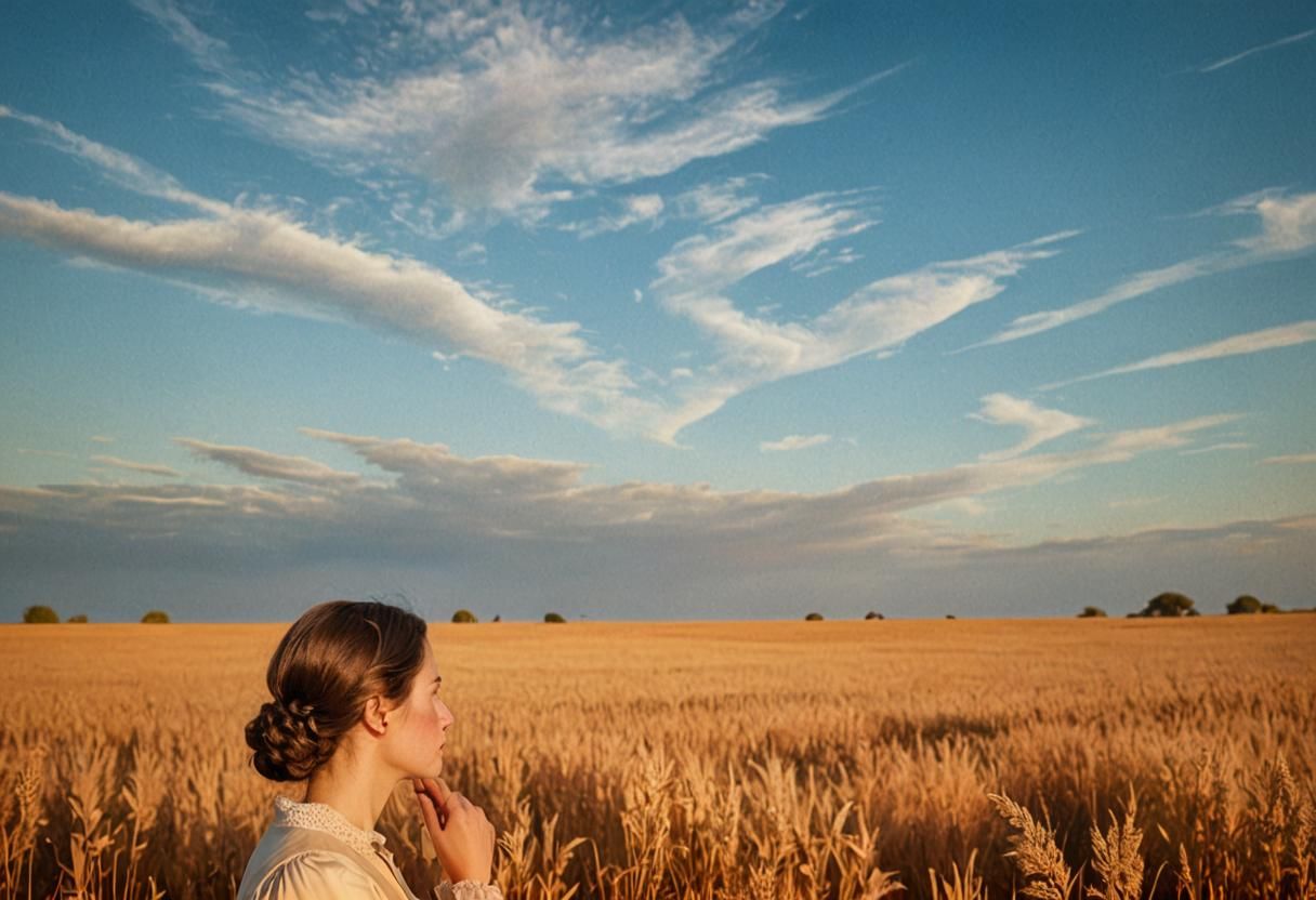 Nostalgic Portrait of Woman in Golden Light