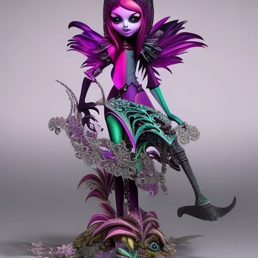 Cursed doll, sally nightmare before christmas, style of Tim Burton, intricately detailed,  vibrant colors, color gradien...