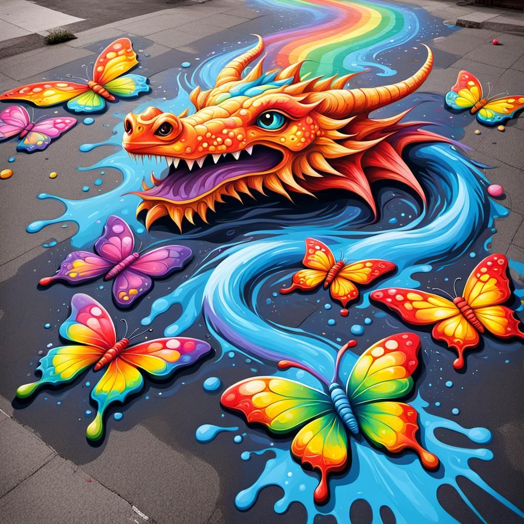 Sidewalk Chalk Art: Rainbows, Dragons, and Hopscotch