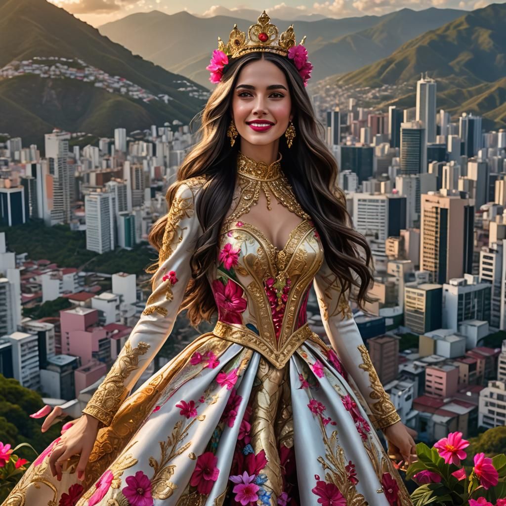 Venezuelan Woman with Crown in Caracas, Fantasy Art