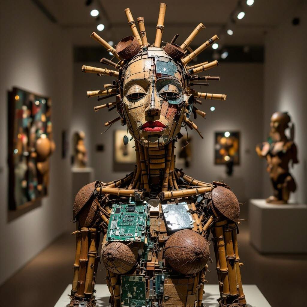 Surreal Abstract Sculpture Assembled from Recycled Materials