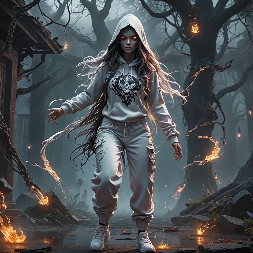 Ethereal Ghost Girl in Cursed World: Fantasy Concept Art