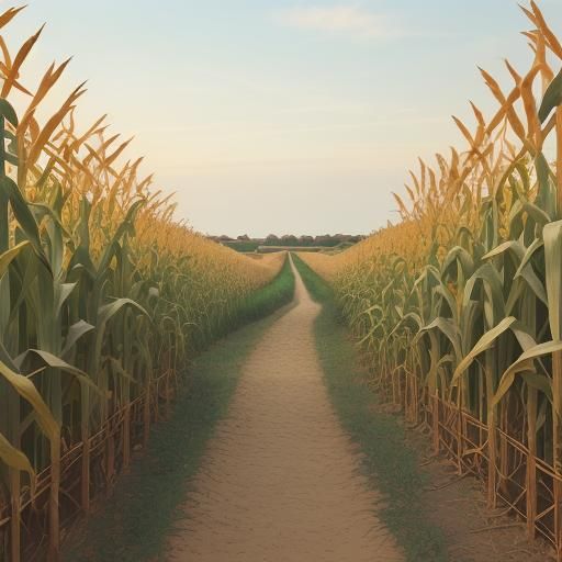 Scenic Path Through Golden Cornfield