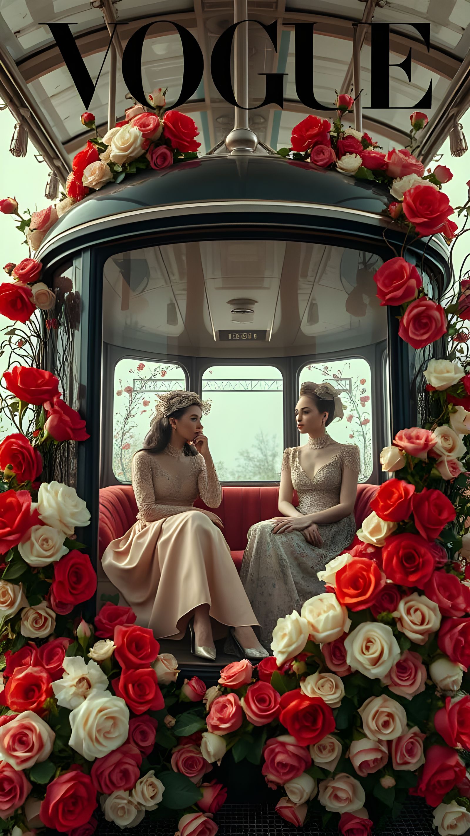 Surreal Art Photography Tram Transformed into a Floral Maste...
