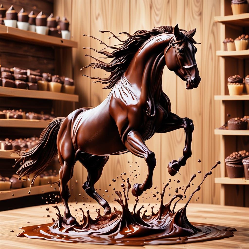 Chocolate Horse Leaping in a Chocolate Splash