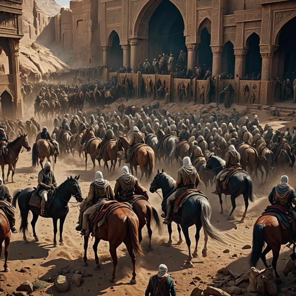 Grief-Stricken Arab Horsemen: Reverent Farewell