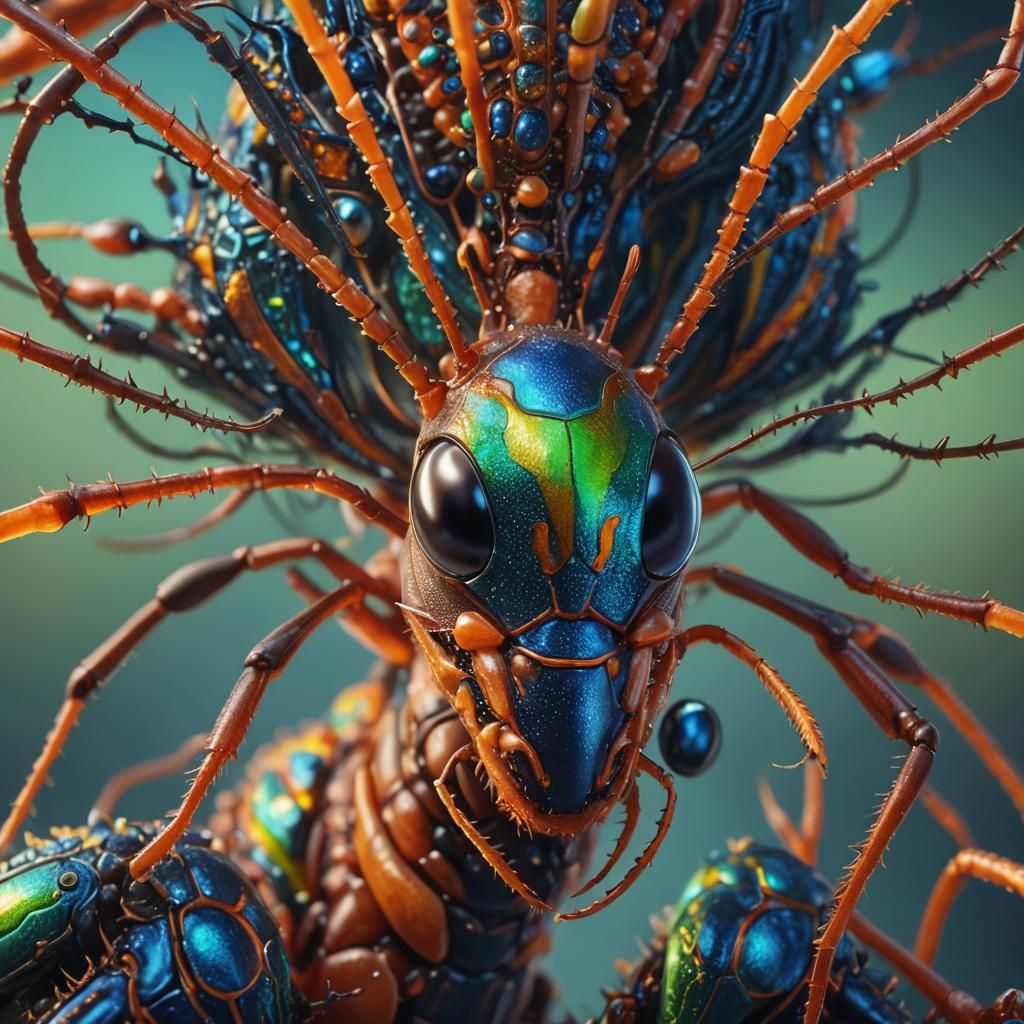 Detailed Macro Portrait of an Ant Head