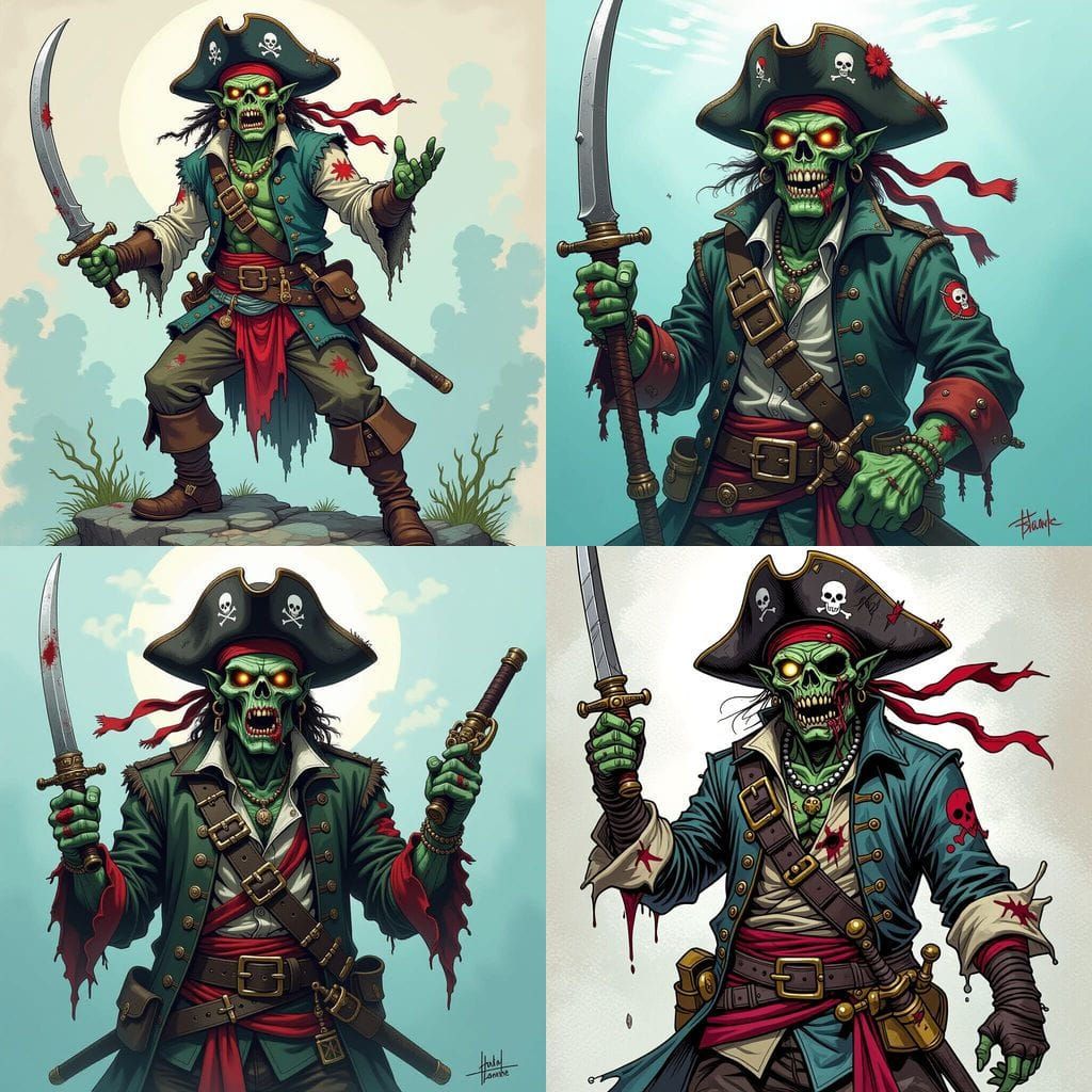 Zombie Fishman Pirate in Grimdark Style